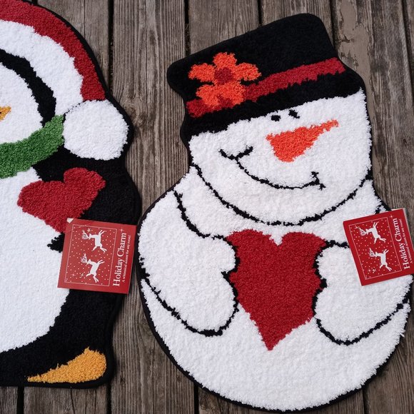 🆕Set of 3 Holiday Charm Mats Gingerbread Snowman Penguin Love Door Floor Bath - Picture 4 of 9